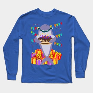 HAPPY BIRTHDAY SHARK CAKE Long Sleeve T-Shirt